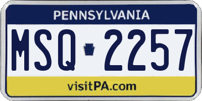 PA license plate MSQ2257