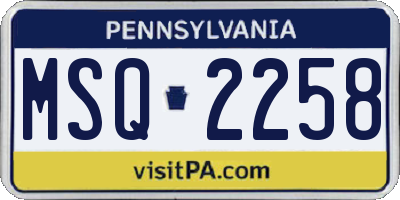 PA license plate MSQ2258