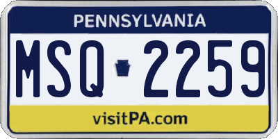 PA license plate MSQ2259