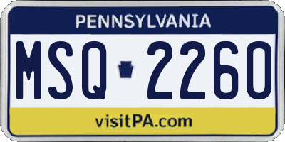 PA license plate MSQ2260