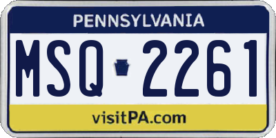 PA license plate MSQ2261