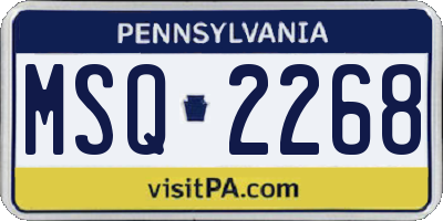 PA license plate MSQ2268