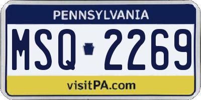 PA license plate MSQ2269