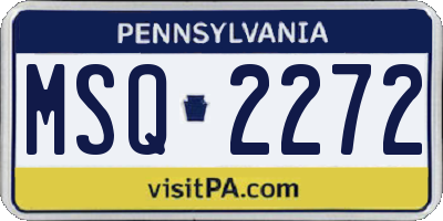 PA license plate MSQ2272