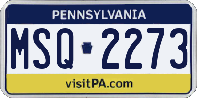 PA license plate MSQ2273