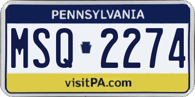 PA license plate MSQ2274