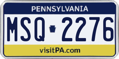 PA license plate MSQ2276
