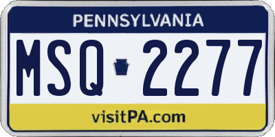 PA license plate MSQ2277