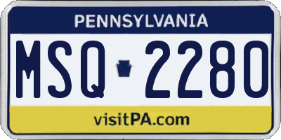 PA license plate MSQ2280