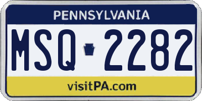 PA license plate MSQ2282
