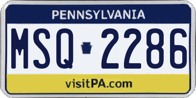 PA license plate MSQ2286