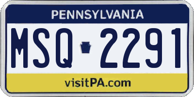 PA license plate MSQ2291