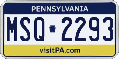 PA license plate MSQ2293