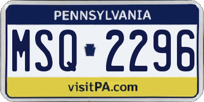 PA license plate MSQ2296