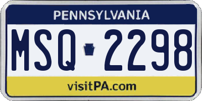 PA license plate MSQ2298