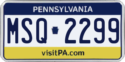 PA license plate MSQ2299