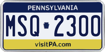 PA license plate MSQ2300