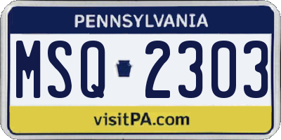 PA license plate MSQ2303