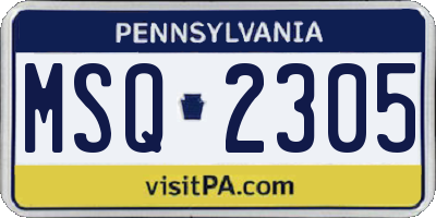 PA license plate MSQ2305