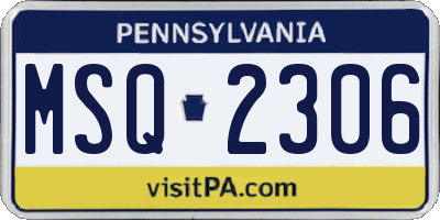 PA license plate MSQ2306