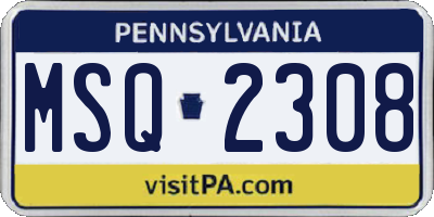 PA license plate MSQ2308