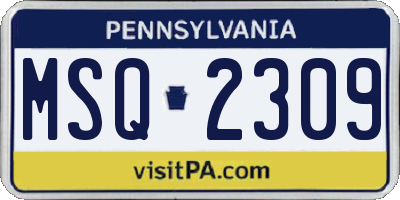 PA license plate MSQ2309