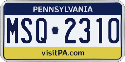 PA license plate MSQ2310