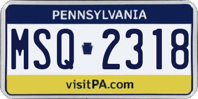 PA license plate MSQ2318