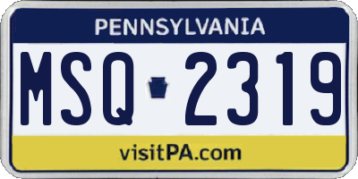 PA license plate MSQ2319