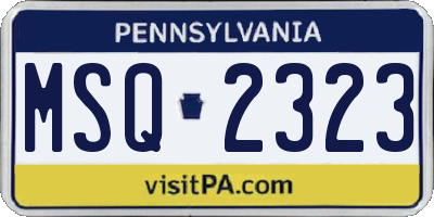 PA license plate MSQ2323