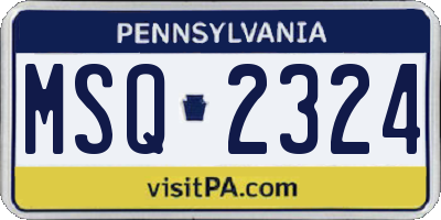 PA license plate MSQ2324
