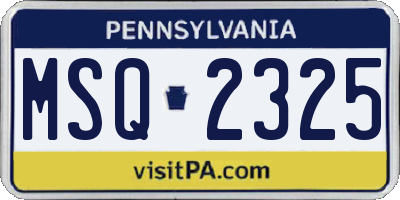 PA license plate MSQ2325