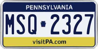 PA license plate MSQ2327
