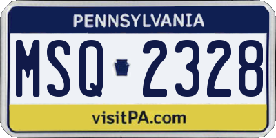 PA license plate MSQ2328