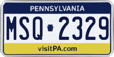 PA license plate MSQ2329