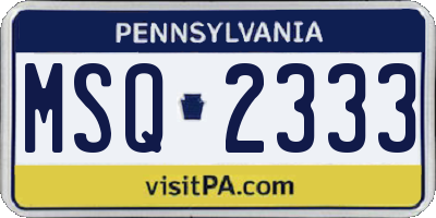 PA license plate MSQ2333