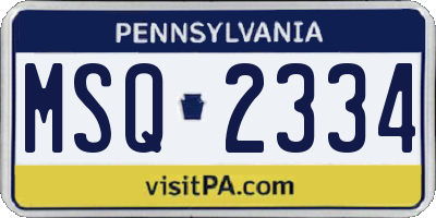 PA license plate MSQ2334