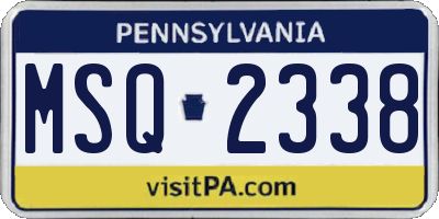 PA license plate MSQ2338