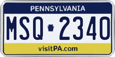 PA license plate MSQ2340