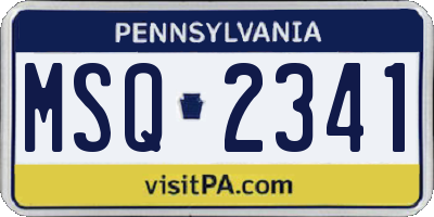 PA license plate MSQ2341