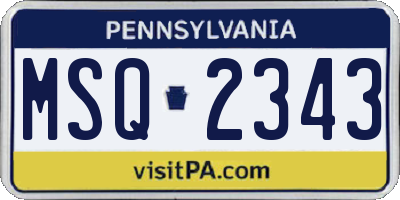 PA license plate MSQ2343