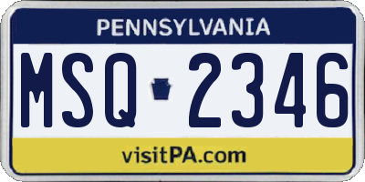PA license plate MSQ2346