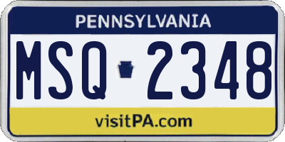 PA license plate MSQ2348