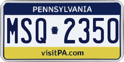 PA license plate MSQ2350