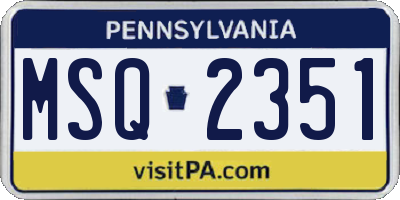 PA license plate MSQ2351