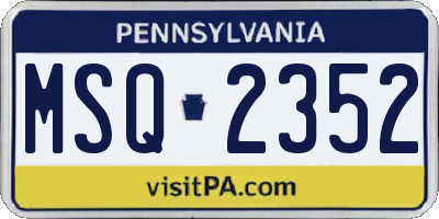PA license plate MSQ2352