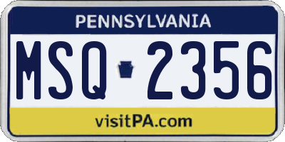 PA license plate MSQ2356