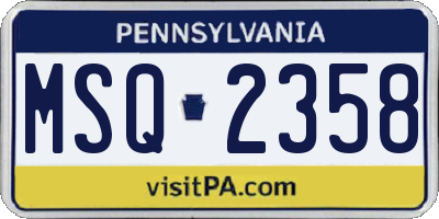 PA license plate MSQ2358