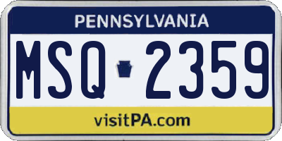PA license plate MSQ2359