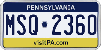 PA license plate MSQ2360